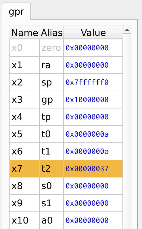 Figure 24: Register Values